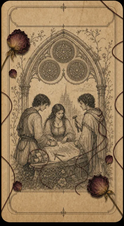 Three of Pentacles Fatewave tarot card art